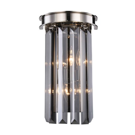 Urban Classic Sydney 2 Light Polished Nickel Wall Sconce Silver Shade (Grey) Royal Cut Crystal